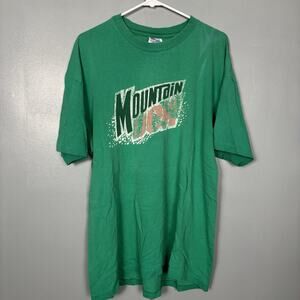 Vintage 90’s Mountain Dew Green Faded Graphic Soda Pop Shirt Single Stitch XL